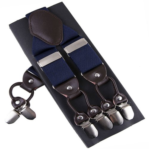 Afbeelding van Leren Bretels voor Heren – Vintage Stijl met 6 Clips