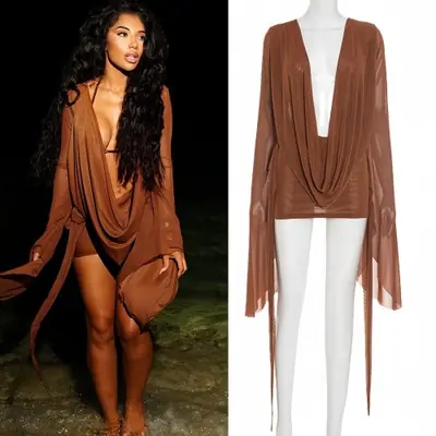 Image de Mini Robe Moulante Sexy en Maille Transparente