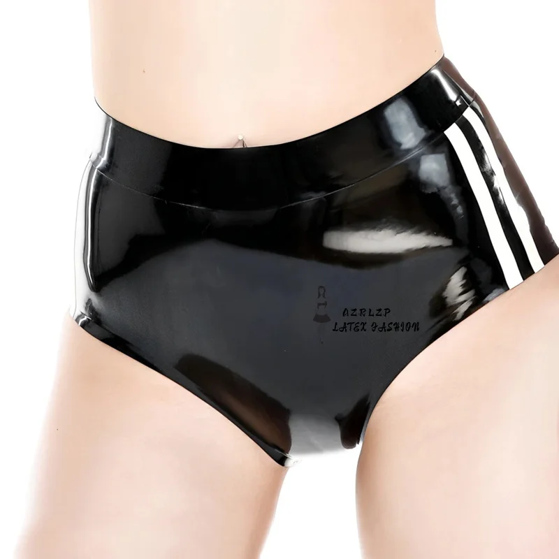 Image de Slip Latex Femme - Short Caoutchouc à Rayures