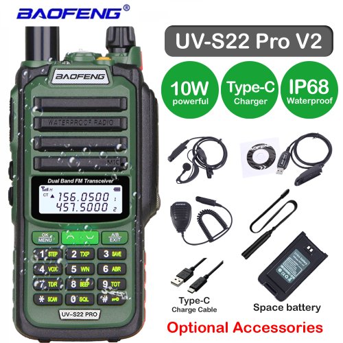 Image of Baofeng UV S22 PRO V2 IP68 Walkie Talkie Waterproof Dual Band 136-174/400-520MHz Ham Radio Upgraded Of UV9R UV5R Pro 50KM Range