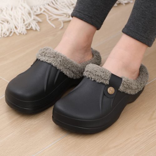Afbeelding van Comwarm Winter Nieuwe Fuzzy Huis Slippers Voor Vrouwen Mannen Waterdichte Tuin Schoenen Zachte Pluche Slippers Outdoor Warme Harige Klompen Glijbaan