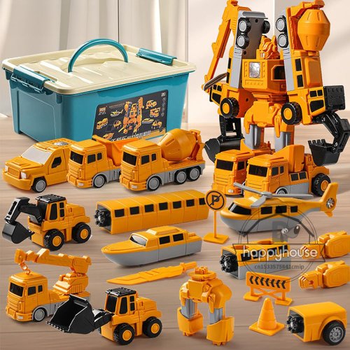 Image of Magnetic Transforming Engineering Car Toy with Interlocking Blocks – Interactive Robot Vehicle for Kids & Toddlers