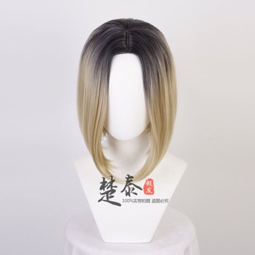 Imagen de Peluca de Cosplay de Tiffany para Mujeres - Peluca Negra con Mezcla Ombre Rubia, Inspirada en la Novia de Chucky, Ideal para Halloween y Juegos de Rol