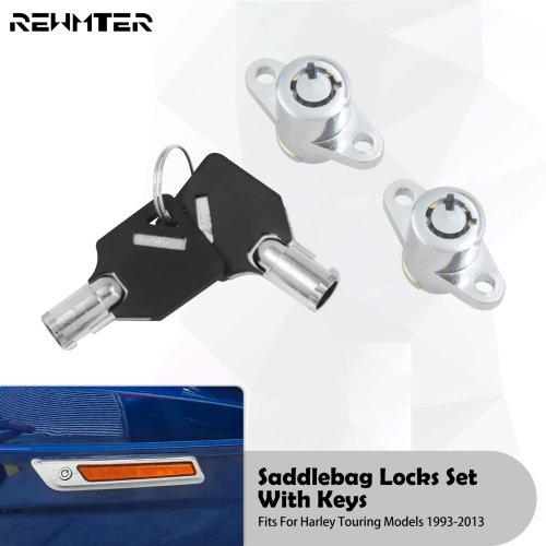Image of Universal Motorcycle Saddlebag Lock with 2 Keys for Harley-Davidson Touring Models Including Electra Glide, Street Glide, Road King, FLHR, FLHT, FLHX, and Road Glide (1993-2013)