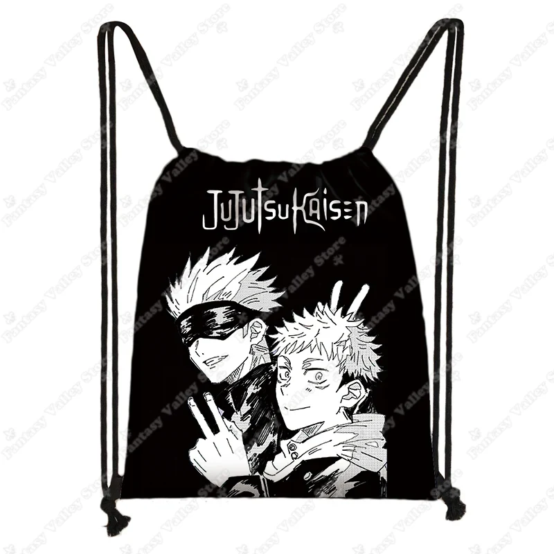 Imagen de Mochilas de Anime Jujutsu Kaisen Gojo Satoru Yuji Itadori, bolso con cordón, bolsas de almacenamient...