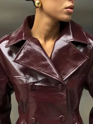 Image de Tenue Élégante Faux Cuir Femme - Veste & Mini Jupe