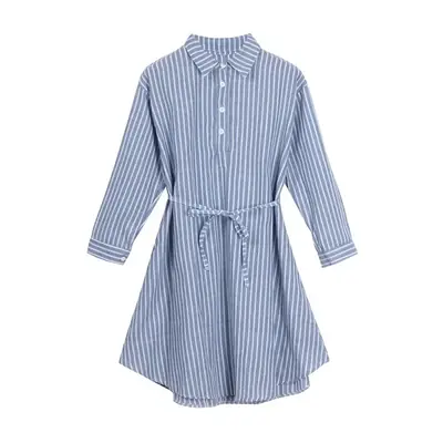 Image de Robe de Grossesse Rayée avec Allaitement Facile