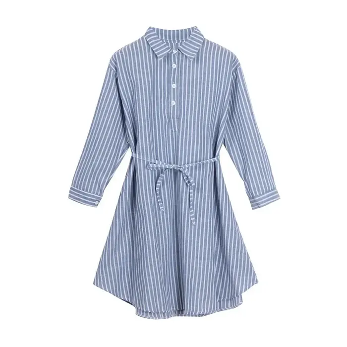 Image de Robe de Grossesse Rayée avec Allaitement Facile
