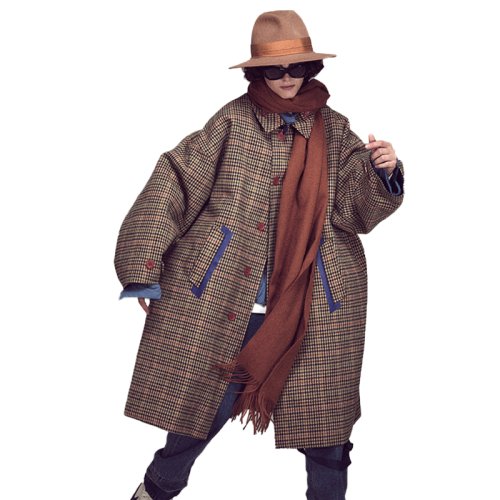 Immagine di Mauroicardi autunno inverno oversize caldo colorato misto lana pied de poule cappotto reversibile uomo cappotto di lana di design di lusso