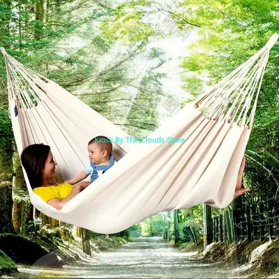 Image de Hamac Blanc 2 Personnes - Balançoire Élégante pour Jardin & Camping