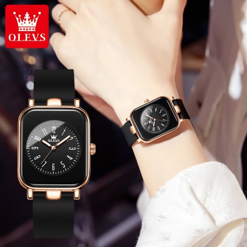 Immagine di Orologio Digitale Donna con Cinturino in Silicone Nero - Stile Moderno e Impermeabile