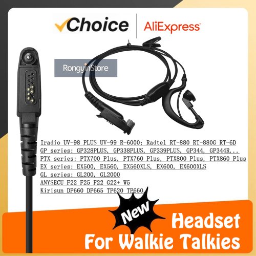 Afbeelding van RT-880 Headset Oortelefoon voor GP328 Plus GP388 Radtel RT-880G Iradio UV-98 plus PTT UV-99 Oortelefoon Twee Manier Radio Walkie Talkie Mic