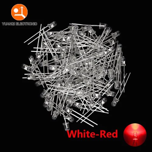 3MM wit-rood 100pcs