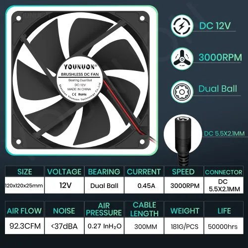 12V Cuscinetto a sfere DC 3000 giri/min