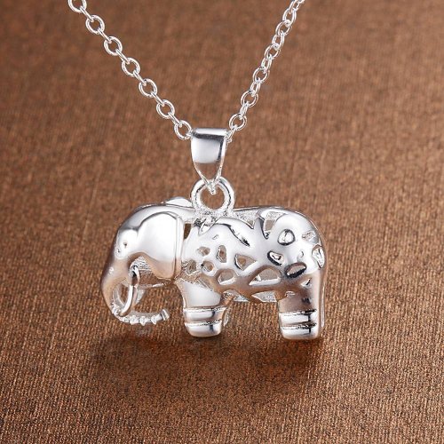 Image of Elegant 925 Sterling Silver Elephant Pendant Necklace for Women – Delicate Fashion Jewelry for Weddings, Parties, and Everyday Wear