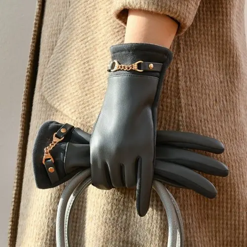 Image de Mitaines Hiver Femme - Cuir Suédé Touch Screen & Chauffantes