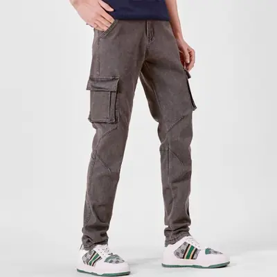 Image de Pantalon Cargo Denim Homme - Coupe Cintrée & Poche Multiple