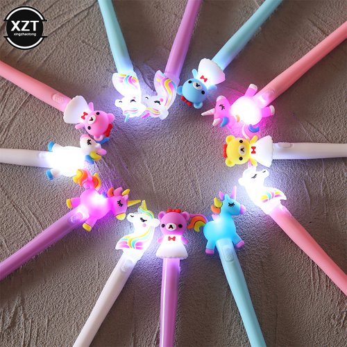 Immagine di Penna Unicorno LED Kawaii - Set da 4 Pezzi