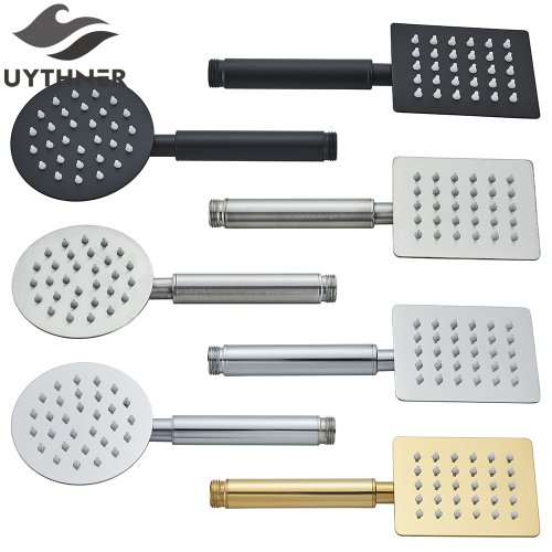Imagen de Cabezal de ducha de mano de acero inoxidable Uythner, cabezal de ducha de mano dorado, accesorio para grifo de baño, cabezal de ducha de una sola función