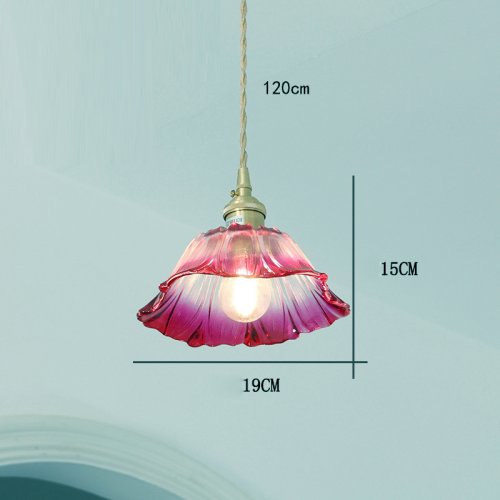 Image de Lampe Suspendue Vintage en Verre à Fleurs