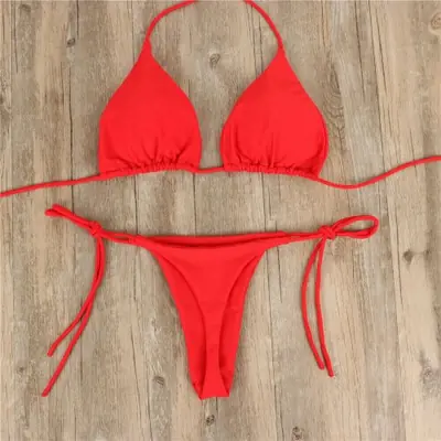 Bikini Bandeau Sexy avec Cravate & String - Style Brésilien
