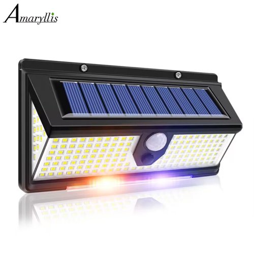 Imagen de Luz Led Solar 190led, lámpara de pared para decoración de jardín al aire libre con 4 modos IP65, luz Solar impermeable con Sensor de movimiento para puerta de patio