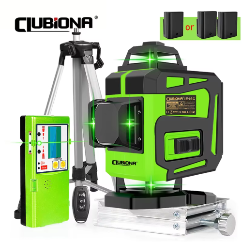 Image of Professional 16-Line Green Beam Laser Level with 360° Self-Leveling for Horizontal and Vertical Alignment
