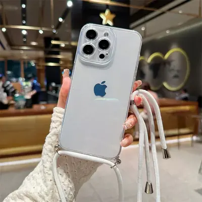Image de Coque pour iPhone Colorée avec Bandoulière - Protection Souple TPU