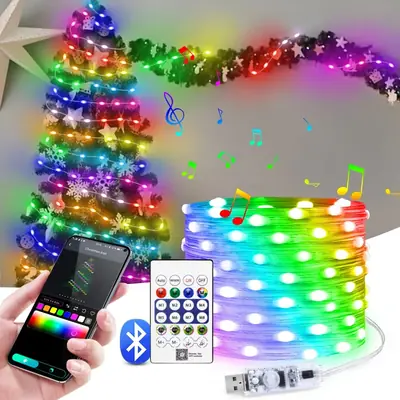 Image de Guirlande LED RGBIC Bluetooth - Éclairage Magique pour Fêtes & Décorations