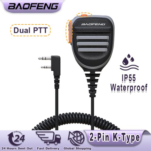 Immagine di Baofeng microfono UV-18 PRO MAX altoparlante Mic UV-5RH Dual PTT auricolare impermeabile Tangent per Quansheng UV-K5 UV-K6 Walkie Talkie