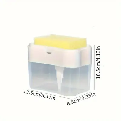Distributeur de Savon avec Porte-Éponge - Nettoyage Cuisine Facile