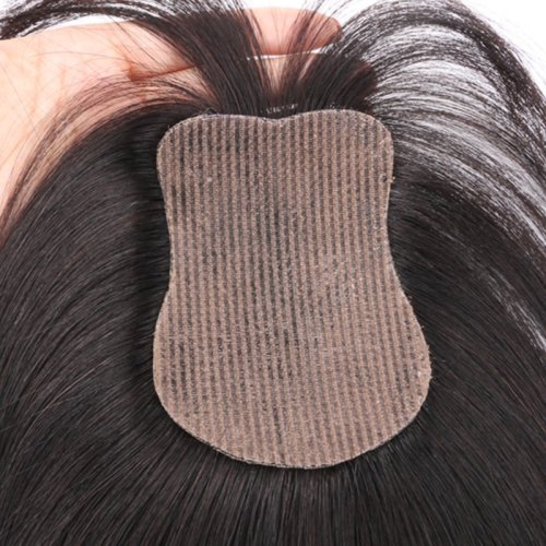 Image of Natural-Looking Human Hair Topper with Strong L-Hook and Velcro Base – 8x11cm Skin-Tone Blend, 25cm Mocha Brown 1B for Seamless Hair Volume