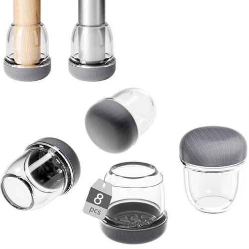 Image of 8-Piece Gray Silicone Chair Leg Covers with Diagonal Design – Floor Protectors for Furniture and Table Feet to Prevent Scratches and Noise