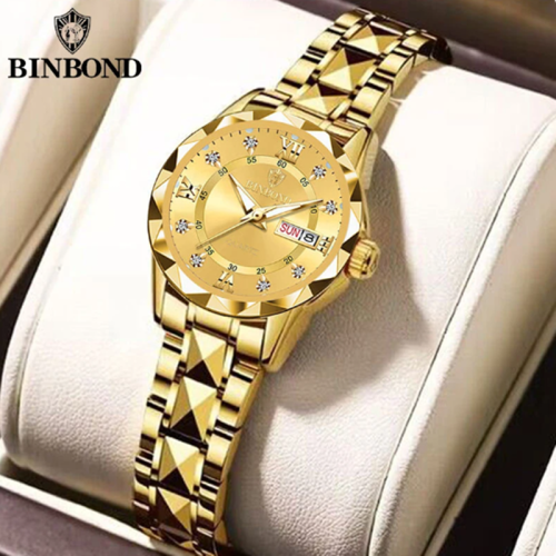 Image of Elegant Women's Quartz Watch with Week and Date Display – 30M Waterproof Sporty Fashion Timepiece