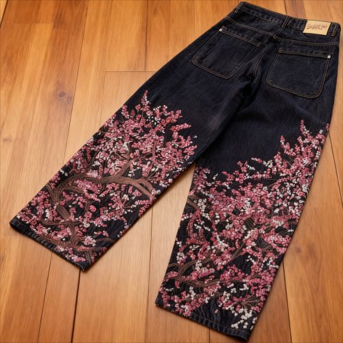 Imagen de Pantalones Vaqueros Holgados Y2K con Bordado de Flores de Cerezo, Estilo Vintage Harajuku y Gótico, Pierna Ancha y Recta, para Hombres y Mujeres