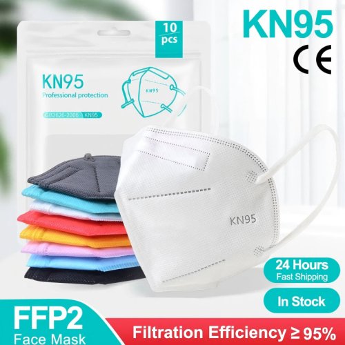 Afbeelding van 10-200 stuks FFP2-maskers kn95 Mascarillas KN95 gezichtsmaskerfilter 5 lagen mascarillas quirurgicas homologadas herbruikbaar zwart FFP2-masker