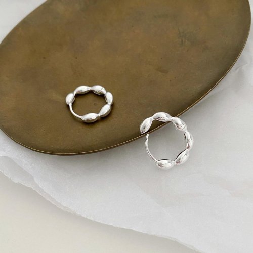 Immagine di Orecchini a cerchio in argento sterling 925 con ramo di ulivo Temperamento semplice intarsiato per accessori per gioielli da sposa da donna