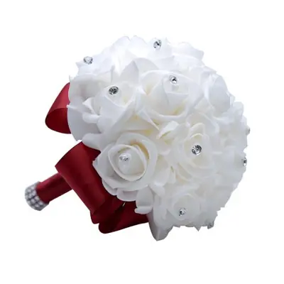 Image de Bouquet de Mariée Blanc et Rose Romantique