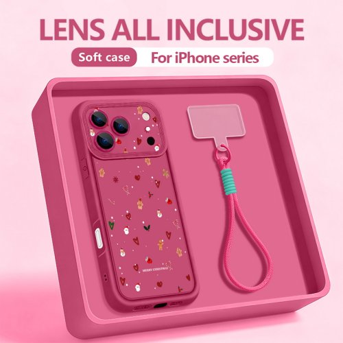 Bild von Weihnachtsmotiv Handyhülle mit Lanyard für iPhone 17 Pro Max, 16, 15, 14, 13 Pro und Air – TPU Schutzhülle mit Handgelenkschlaufe für sicheren Halt