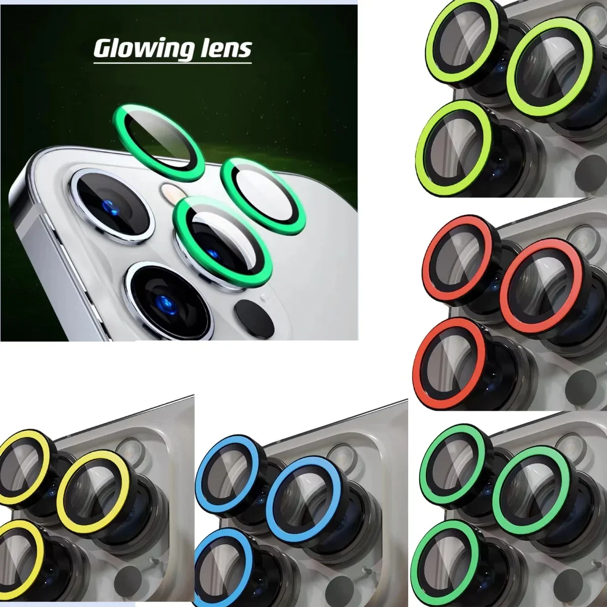 Afbeelding van 2-3 Stuks Lichtgevende Keramische Camera Protector Film Voor IPhone 15 13 12 11 14 Pro Max 14 Plus 12 13 Mini Lens Ring Glas Gloeiende Cap