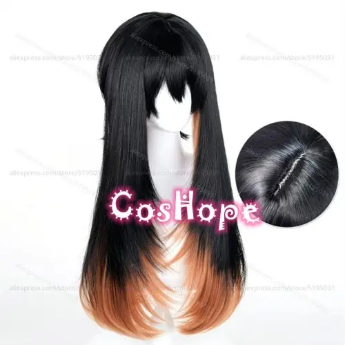 Image de Gachiakuta Amo Empool Cosplay perruque 70 cm de Long noir Orange perruque Cosplay Anime résistant à ...
