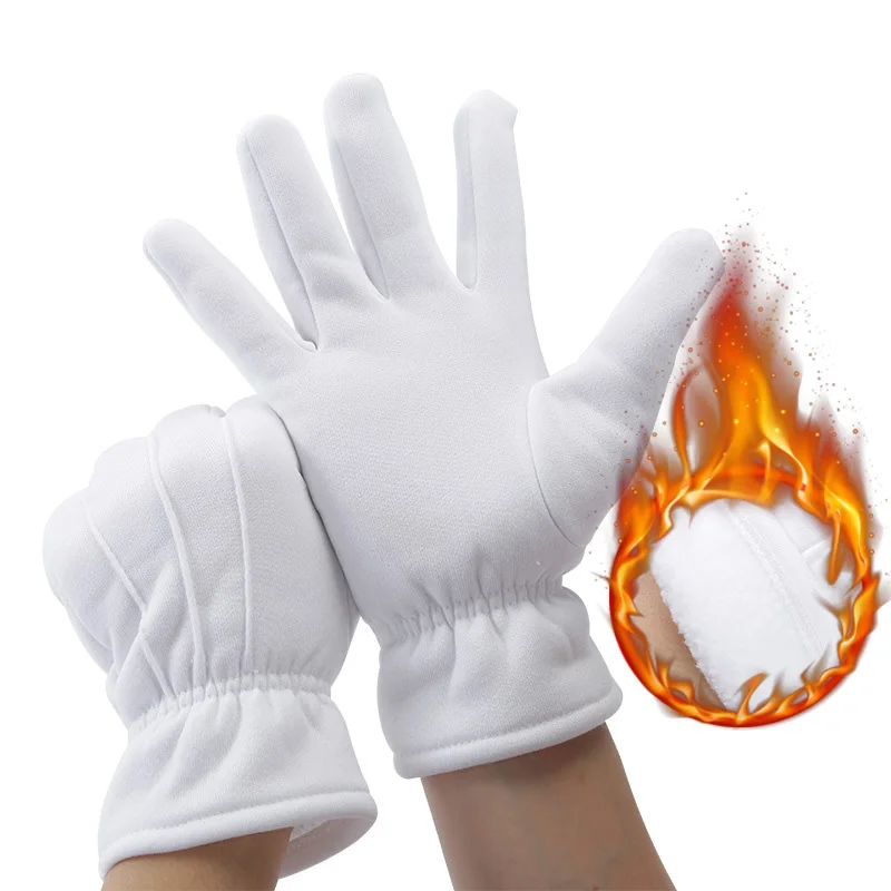 Image of Premium White Formal Gloves for Men – Winter Warm, Tuxedo, Honor Guard, Parade, Cosplay, Butler & Inspection Uniform Accessory