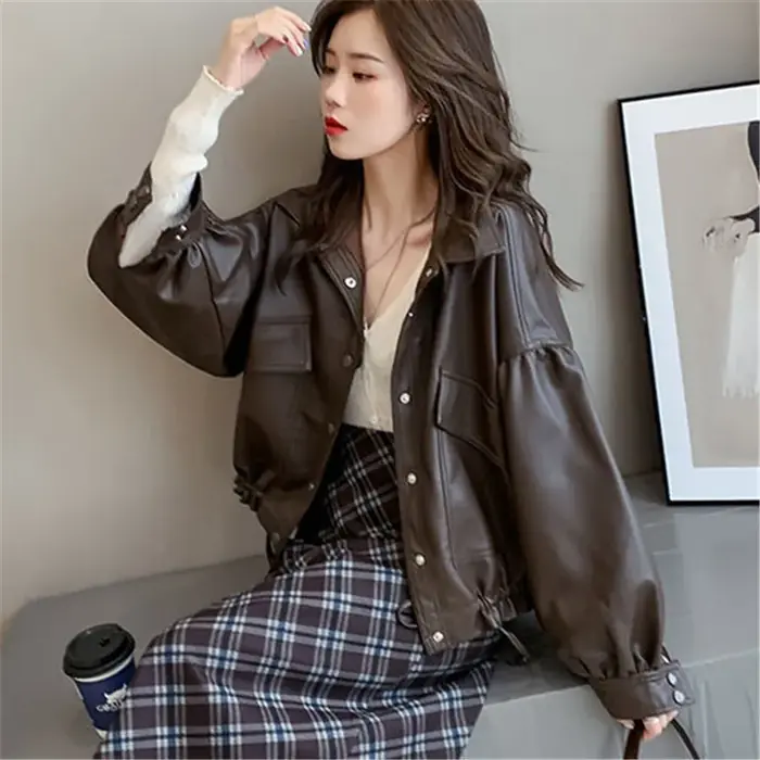 Image de Veste Faux Cuir Femme Oversize - Style Streetwear Automne-Hiver