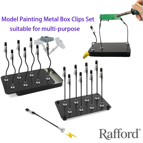 Afbeelding van Rafford 12 stuks buigbare modelverf alligator clip sticks rubberen tips + metalen magnetische basis - voor airbrush, hobbymodelonderdelen