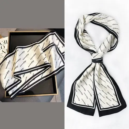 Image de Foulard Satiné Motif Cheval - Élégance & Confort