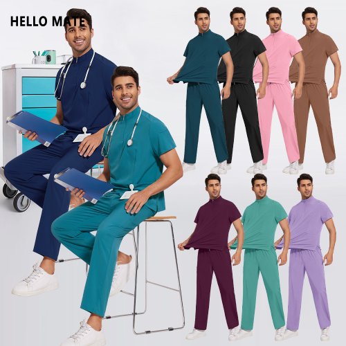 Imagen de Conjunto Unisex de Traje de Pantalón Recto con Bata Quirúrgica para Médicos, Dentistas y Profesionales de Laboratorio y Farmacia