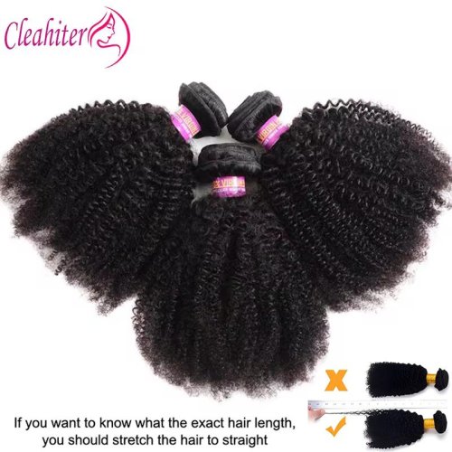 Afbeelding van Afro Kinky Krullend Menselijk Haar Bundels Extensions 100 g/stk Indian Remy Haar Natuurlijke Kleur Dubbele Inslag 1/3/5 Stuks Set Volledige End