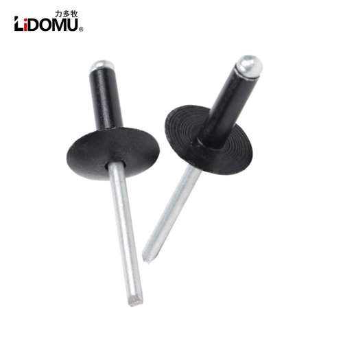 Image of High-Strength Black Aluminum Steel Large Flange Head Blind Rivets for Heavy-Duty Applications – 30 to 50-Piece Pack
