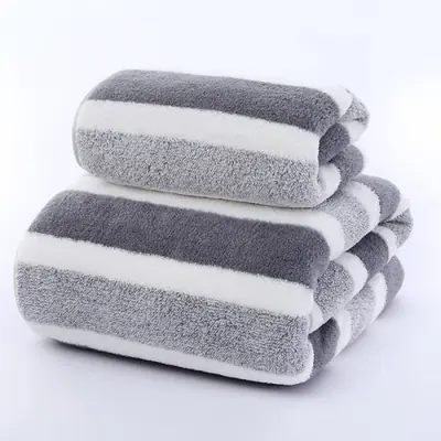 Image de Serviettes de Bain Rapides & Douces - Ensemble Rayé