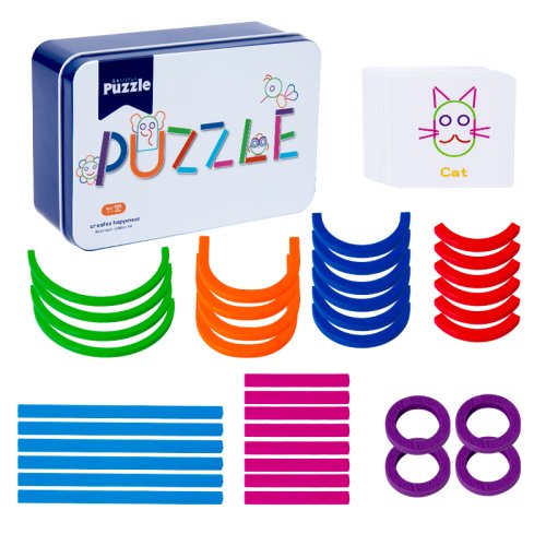 Afbeelding van Houten Vormbord met Creatieve Puzzelstukken – Educatief Speelgoed voor Kleuterschool en Montessori Onderwijs